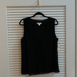 Coldwater Creek sleeveless tank with cascade - black L